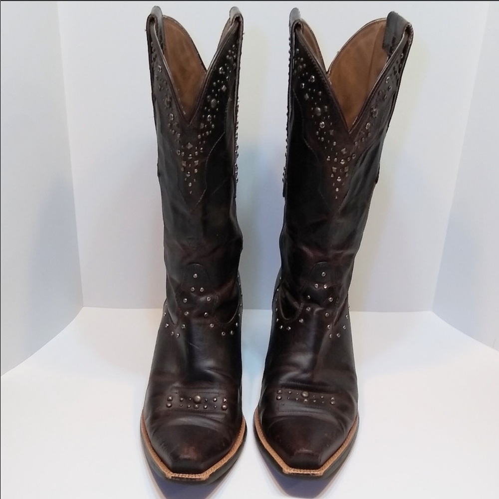 Ariat cowboy boots, embellished leather, 9B